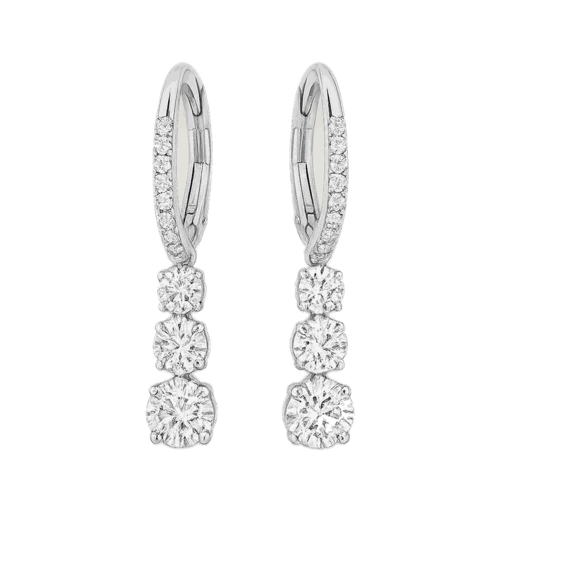Stilla Lab-Grown Diamond Pavé Hoop Earrings, Rhodium Plated