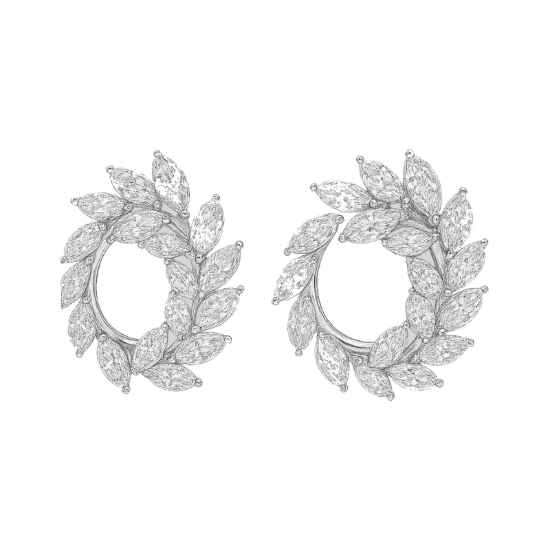 Mesmera Lab-Grown Diamond Marquise Hoop Earrings, Rhodium Plated