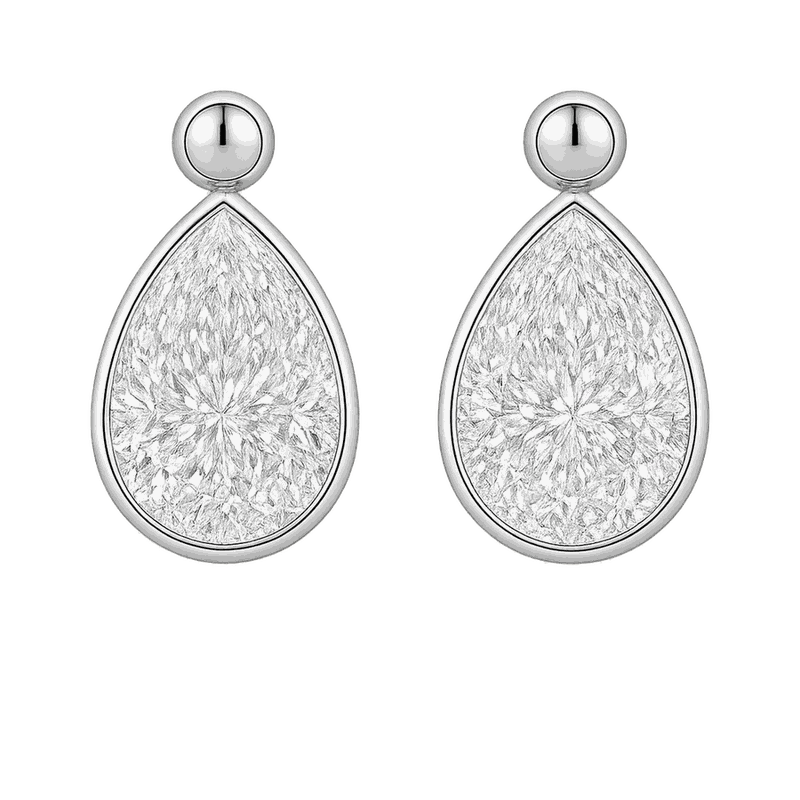 Bezel Set Lab-Grown Diamond Pear Huggie Hoop Earrings