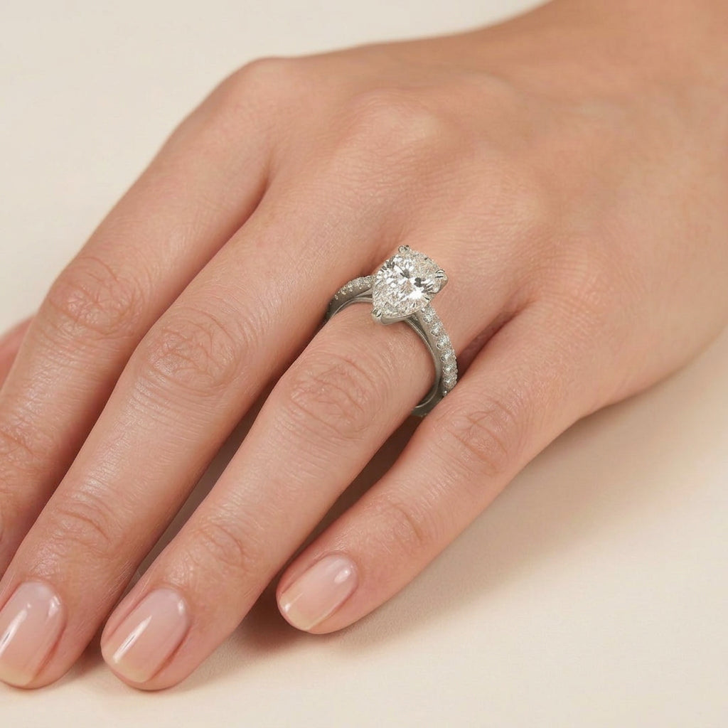 Pear Lab-Grown Diamond Pavé Ring