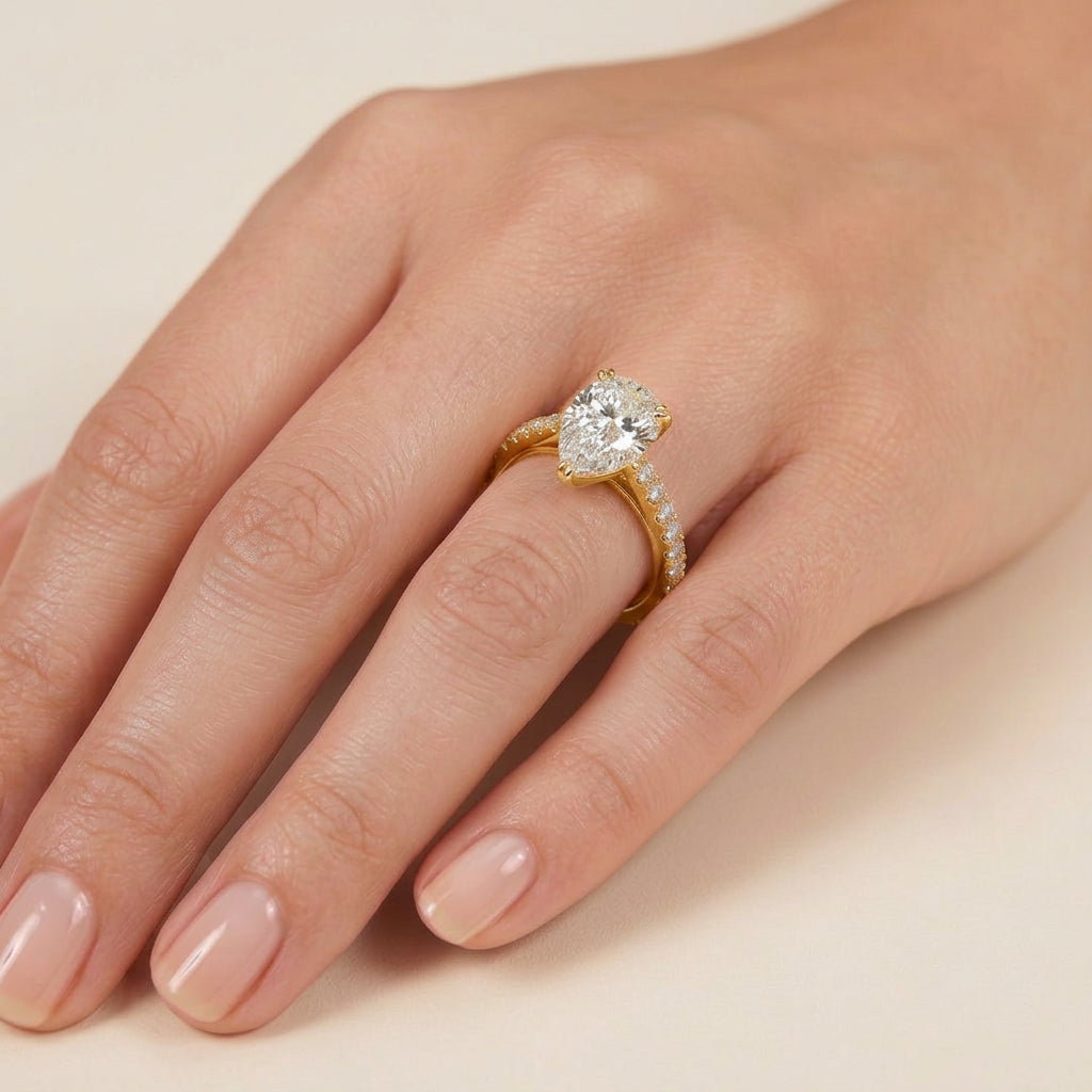 Pear Lab-Grown Diamond Pavé Ring