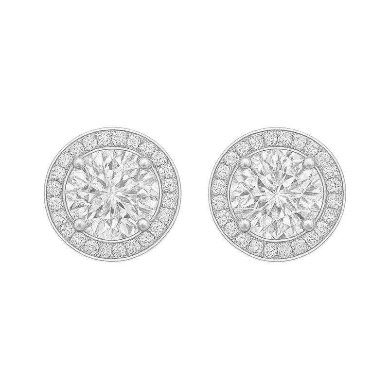 Eternity Lab-Grown Diamond Halo Stud Earrings, Sterling Silver