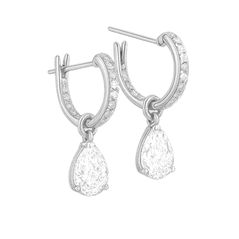 Glow Lab-Grown Diamond Drop Earrings, Rhodium Plated