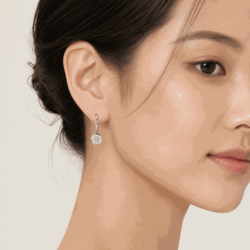 Bezel Set Lab-Grown Diamond Drop Earrings