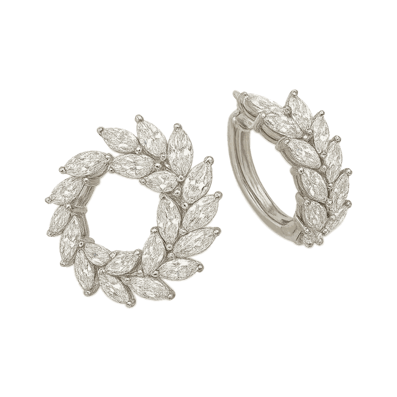 Mesmera Lab-Grown Diamond Marquise Hoop Earrings, Rhodium Plated