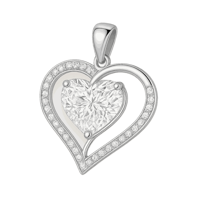 Double Heart Halo Lab-Grown Diamond Pendant Necklace