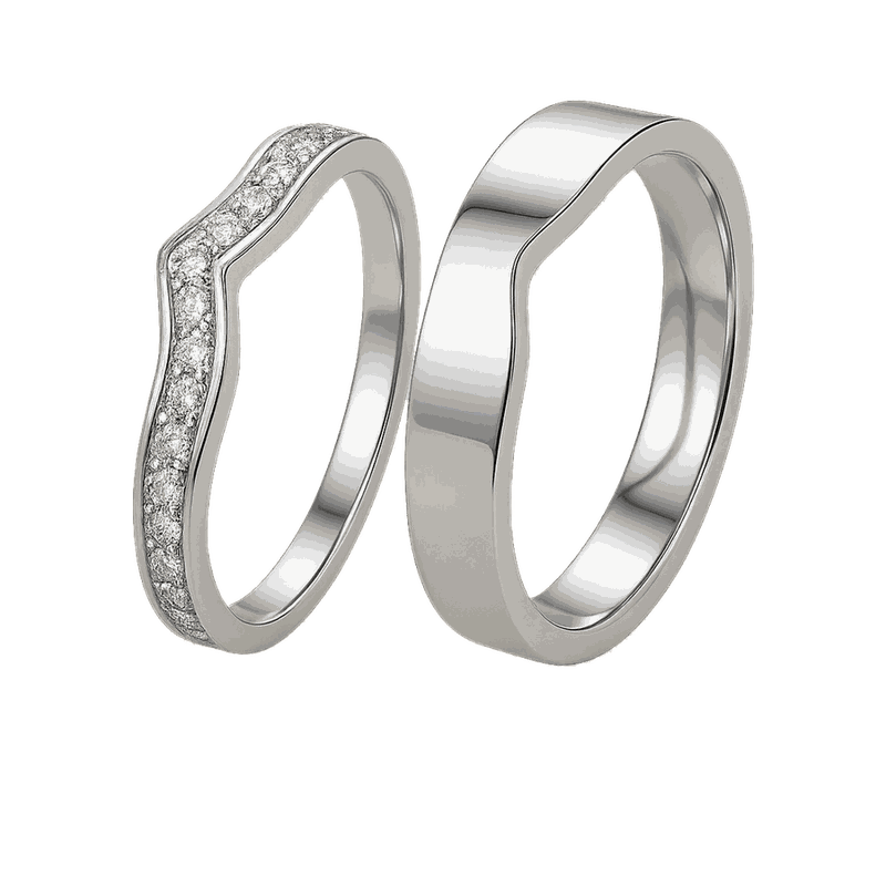 Curved Matching Lab-Grown Diamond Couple Ring Set