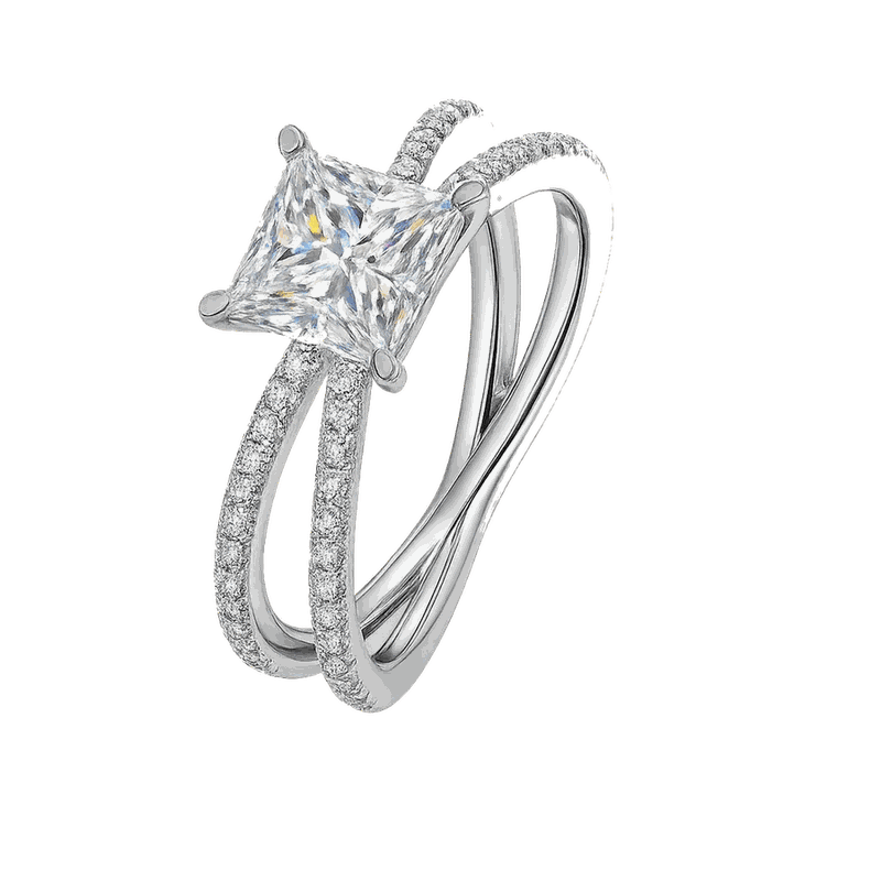Princess Cut Lab-Grown Diamond Criss-Cross Ring