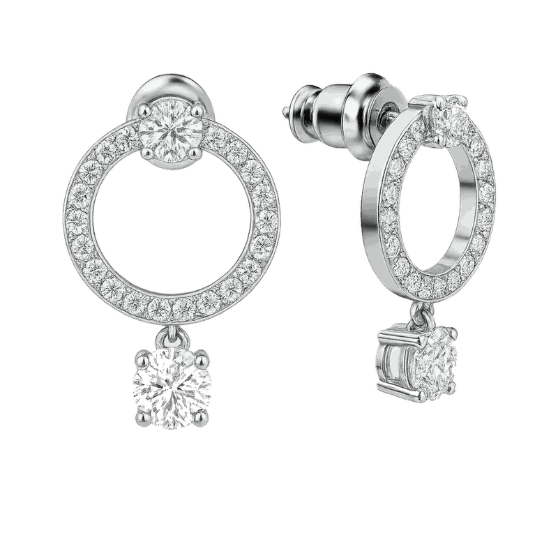 Constella Lab-Grown Diamond Hoop Earrings, Rhodium Plated