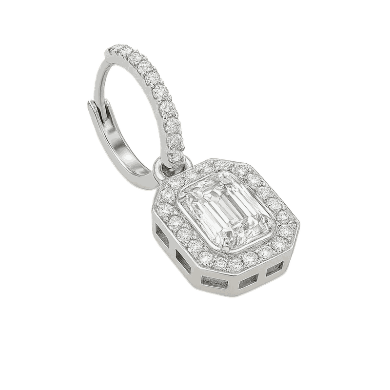 Una Lab-Grown Diamond Octagon Drop Earrings, Rhodium Plated