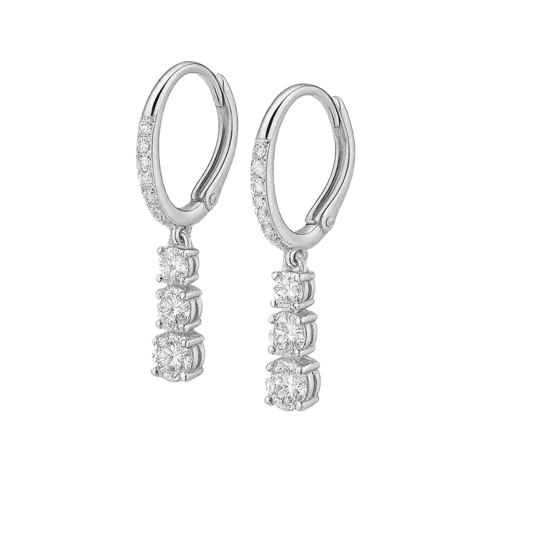 Stilla Lab-Grown Diamond Pavé Hoop Earrings, Rhodium Plated