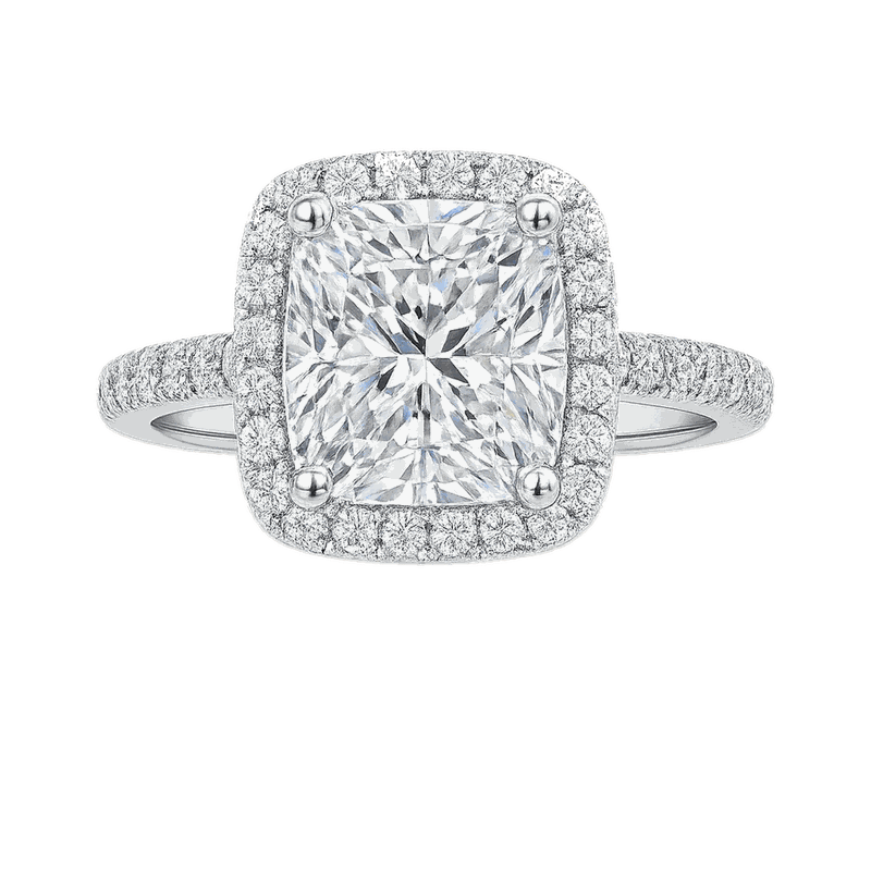 Star Ring Series Emerald-Cut Diamond Halo Ring