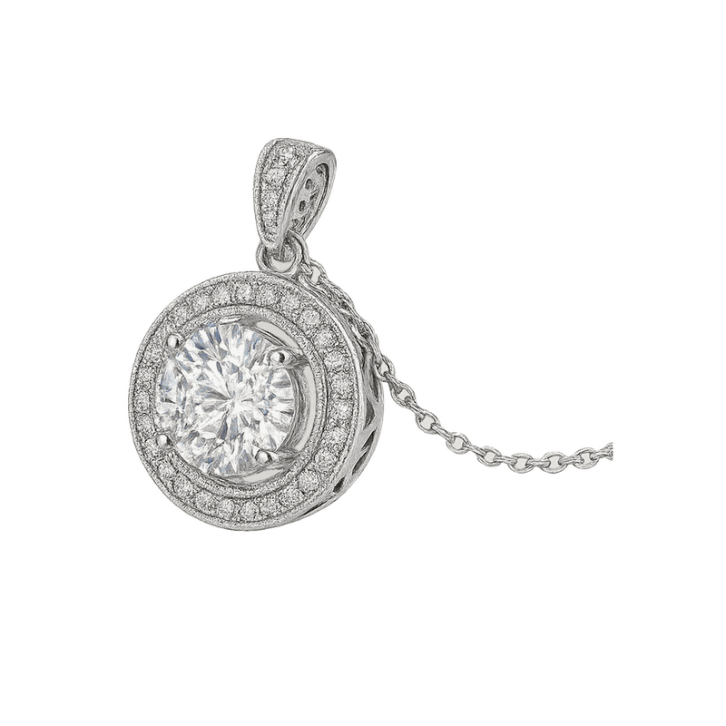 Halo Lab-Grown Diamond Pendant Necklace