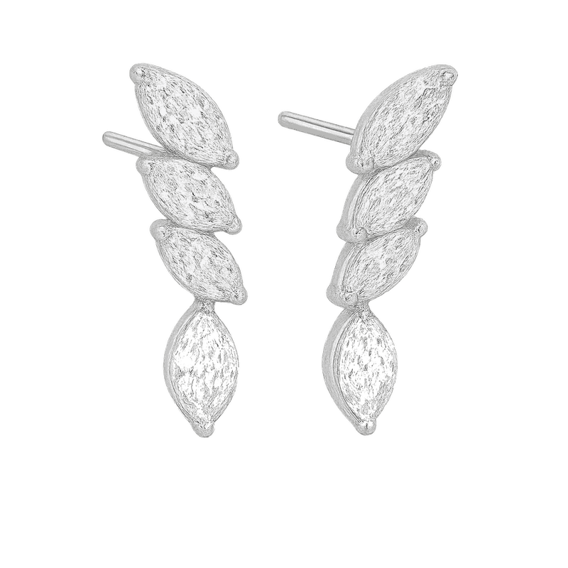 Starlight Marquise-Cut Lab-Grown Diamond Drop Earrings, Rhodium Plated