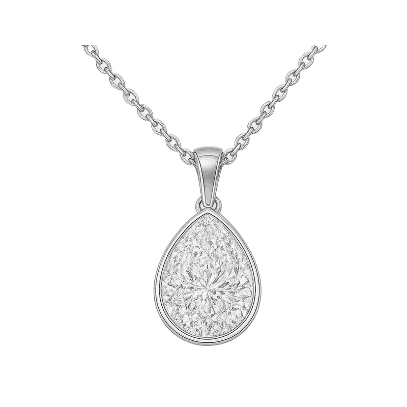 Bezel Set Pear Lab-Grown Diamond Pendant Necklace