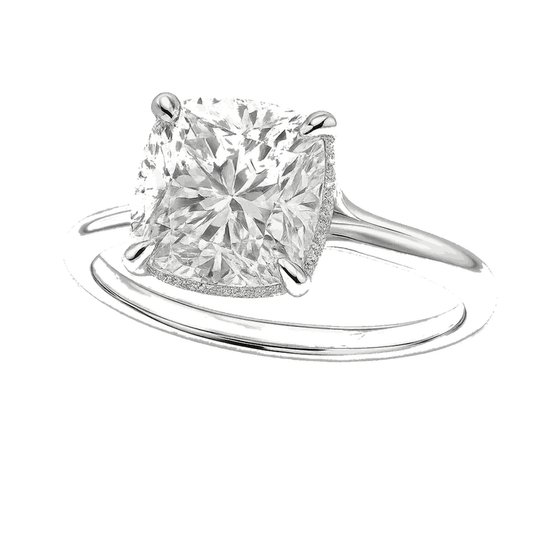Cushion Cathedral Hidden Halo Lab-Grown Diamond Ring