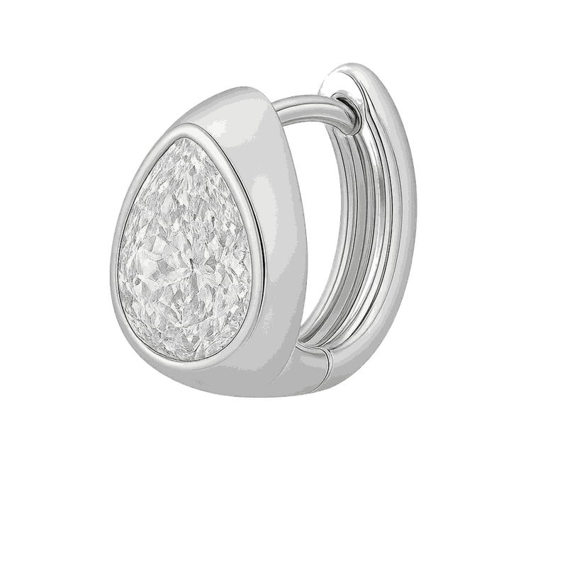 Bezel Set Lab-Grown Diamond Pear Huggie Hoop Earrings