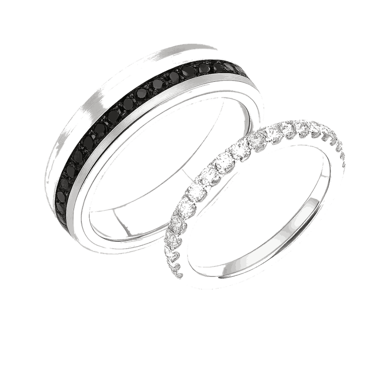 Black & White Diamond Couple Ring Set