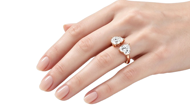 Heart & Pear Double-Stone Lab-Grown Diamond Ring