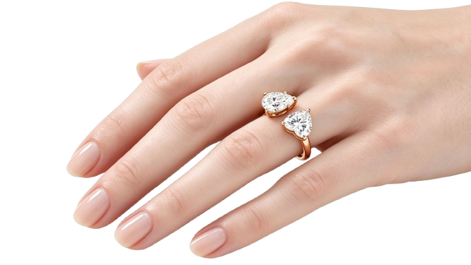Heart & Pear Double-Stone Lab-Grown Diamond Ring