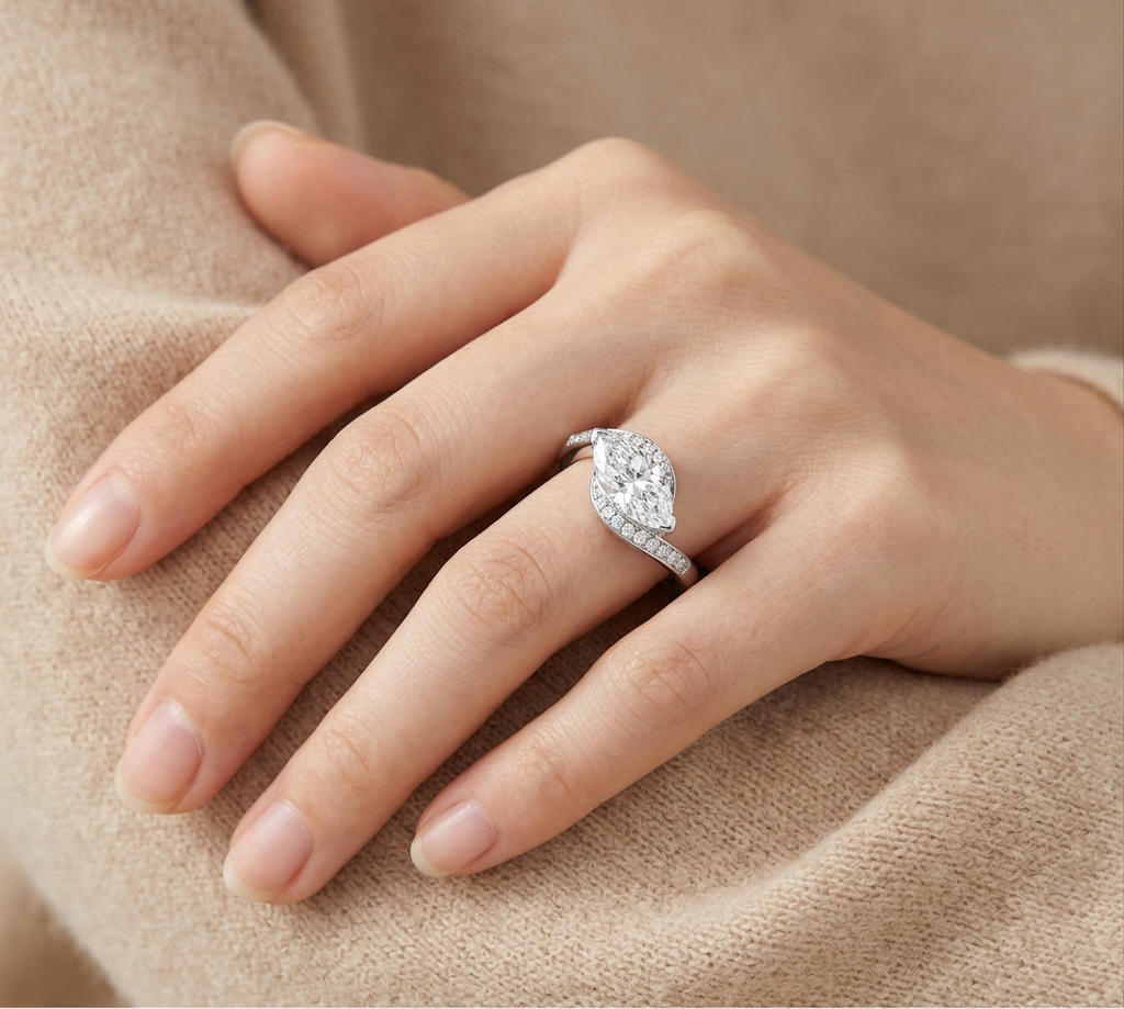 Marquise Twist-Shank Lab-Grown Diamond Ring