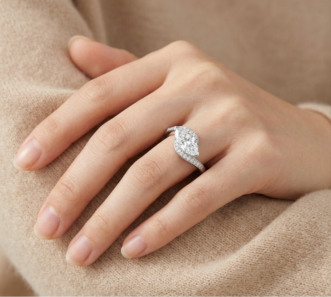 Marquise Twist-Shank Lab-Grown Diamond Ring