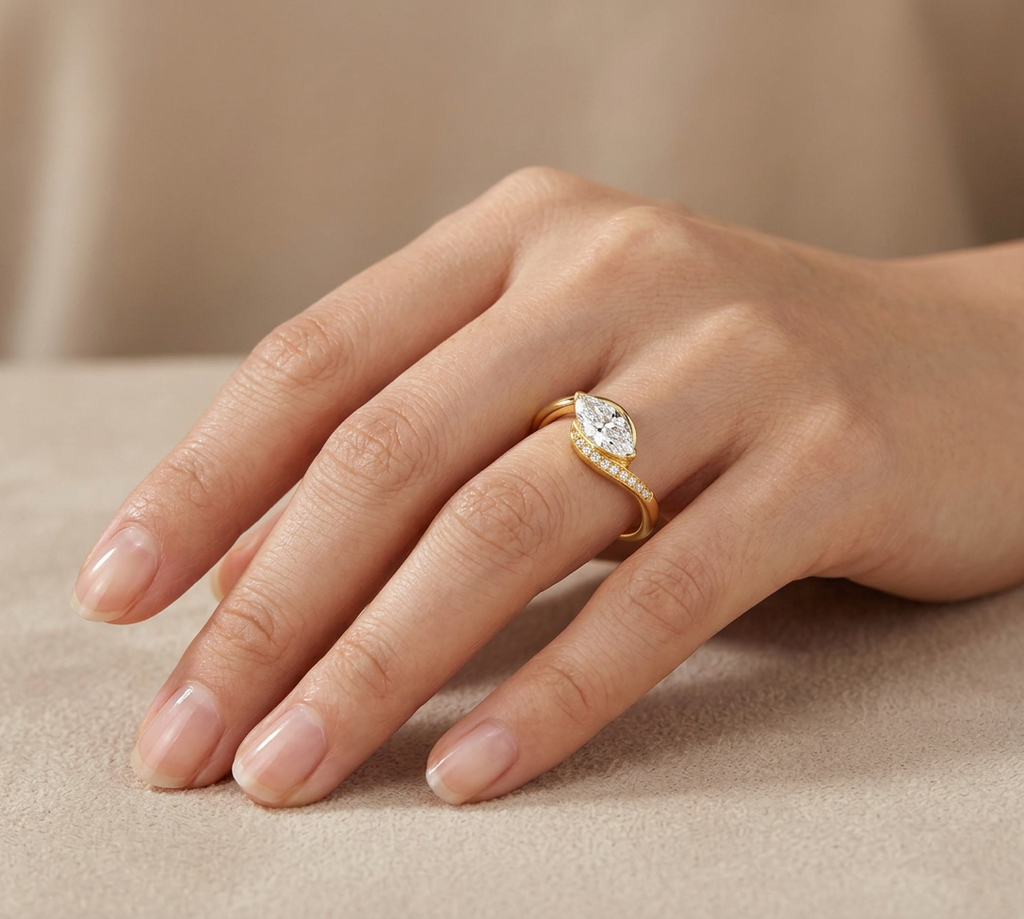 Marquise Twist-Shank Lab-Grown Diamond Ring