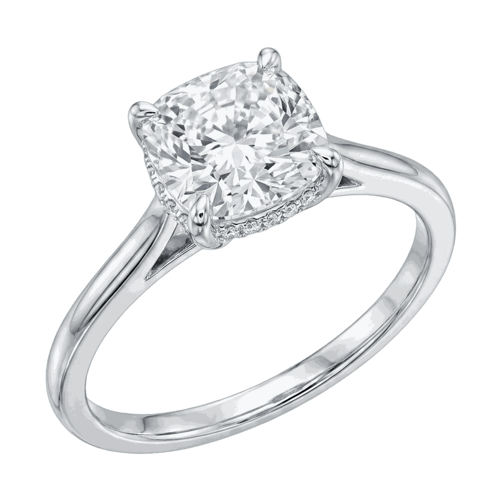 Cushion Cathedral Hidden Halo Lab-Grown Diamond Ring