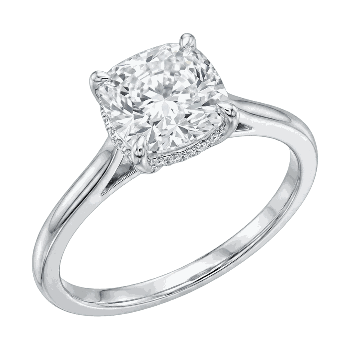 Cushion Cathedral Hidden Halo Lab-Grown Diamond Ring