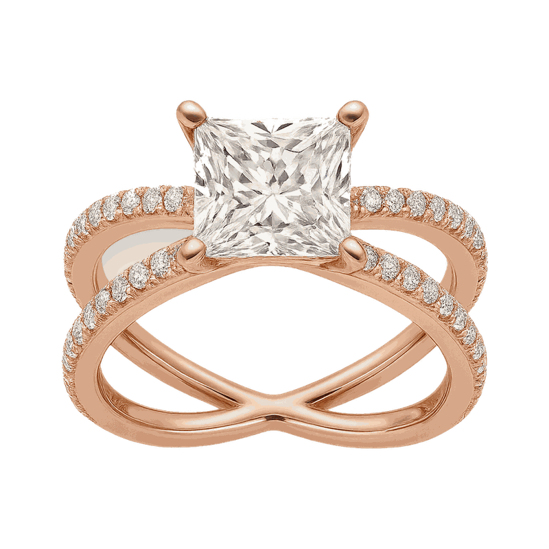 Princess Cut Lab-Grown Diamond Criss-Cross Ring
