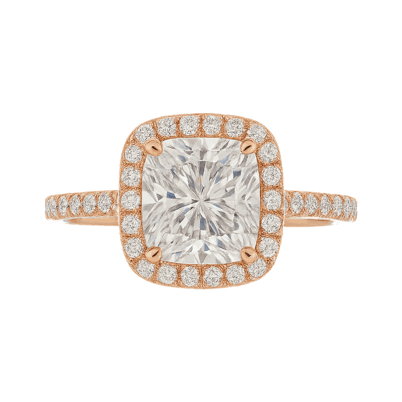 Star Ring Series Emerald-Cut Diamond Halo Ring
