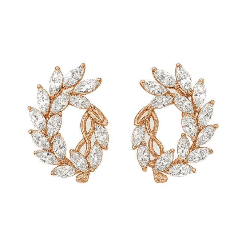 Mesmera Lab-Grown Diamond Marquise Hoop Earrings, Rhodium Plated