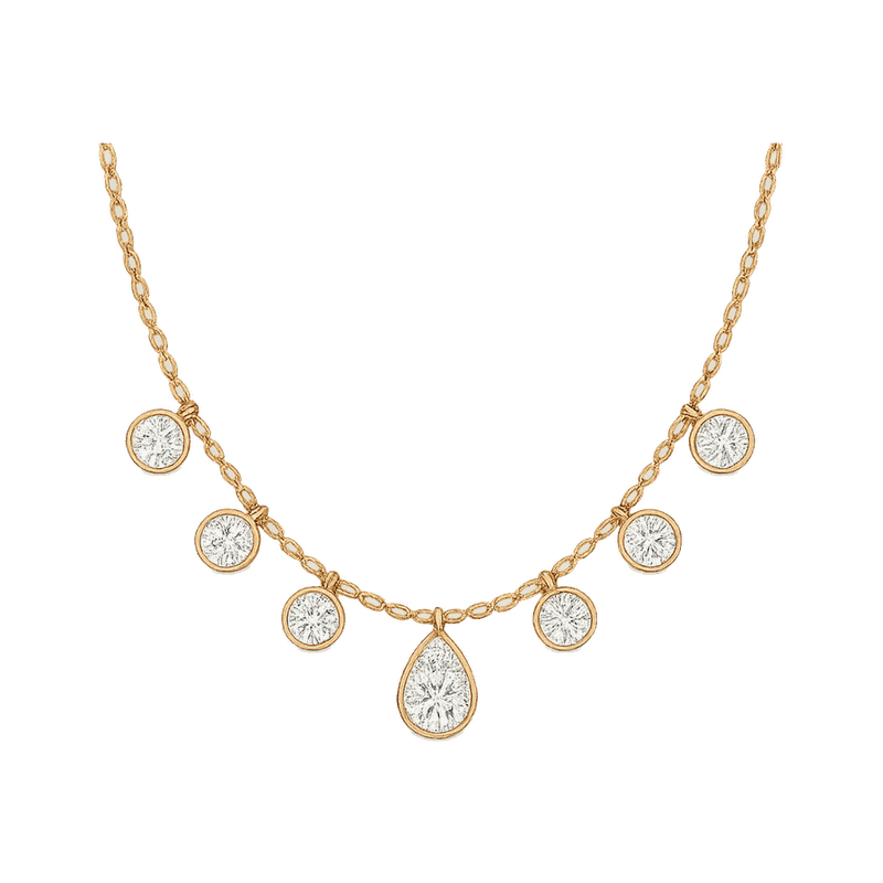 Seven-Stone Pear & Round Lab-Grown Diamond Necklace