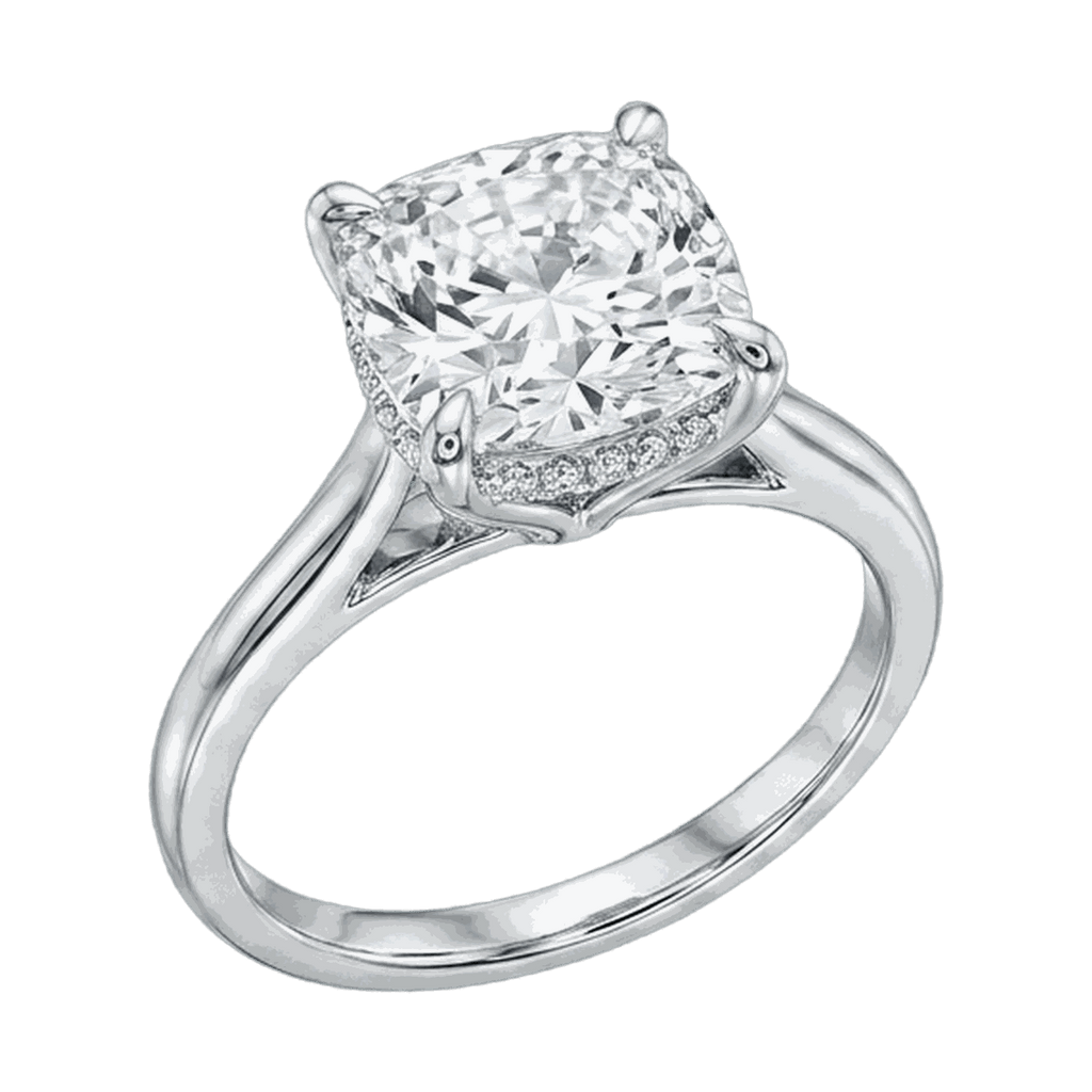 Cushion Cathedral Hidden Halo Lab-Grown Diamond Ring