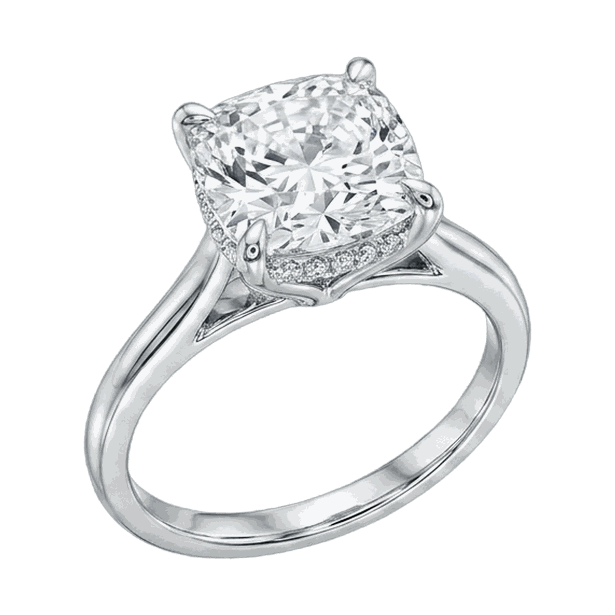 Cushion Cathedral Hidden Halo Lab-Grown Diamond Ring