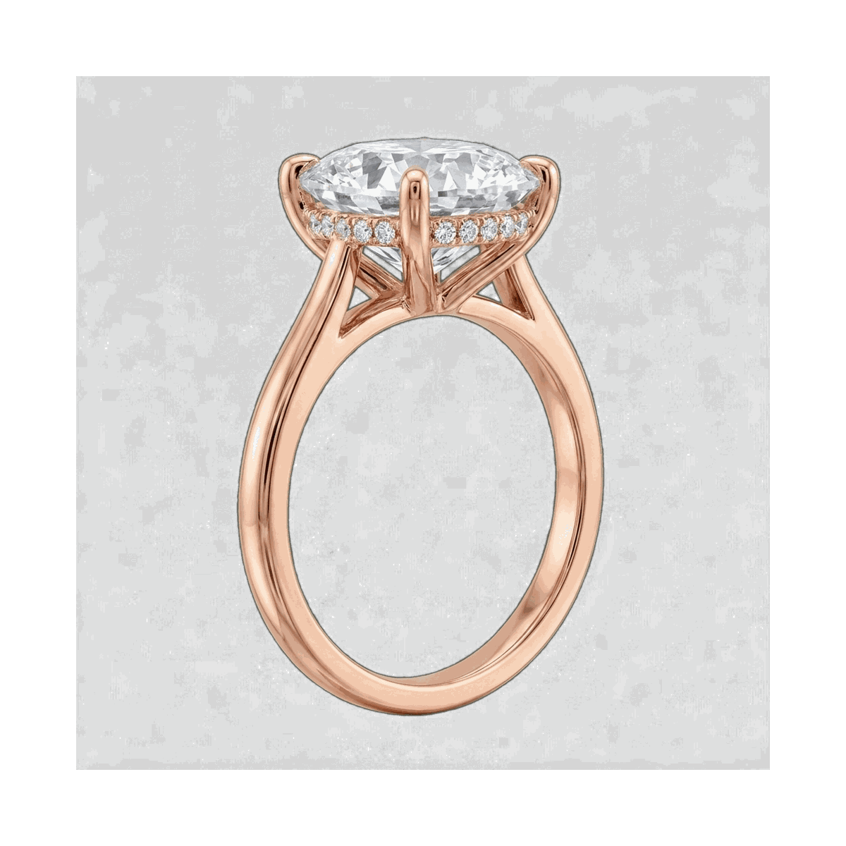 Cushion Cathedral Hidden Halo Lab-Grown Diamond Ring