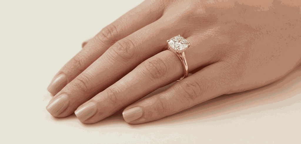 Cushion Cathedral Hidden Halo Lab-Grown Diamond Ring
