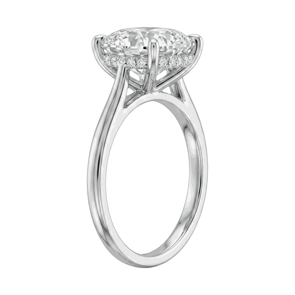 Cushion Cathedral Hidden Halo Lab-Grown Diamond Ring