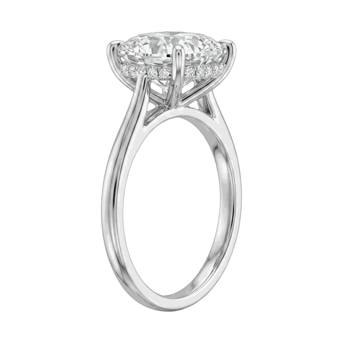 Cushion Cathedral Hidden Halo Lab-Grown Diamond Ring