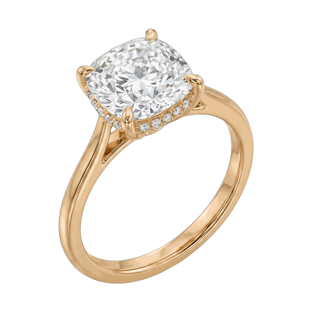 Cushion Cathedral Hidden Halo Lab-Grown Diamond Ring
