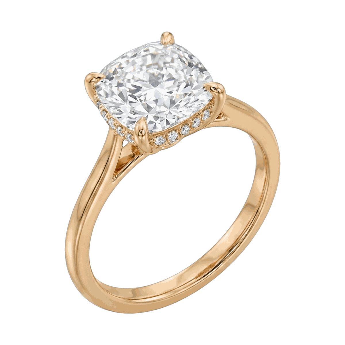 Cushion Cathedral Hidden Halo Lab-Grown Diamond Ring