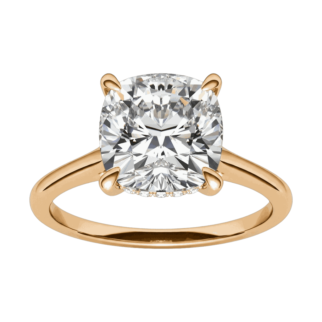 Cushion Cathedral Hidden Halo Lab-Grown Diamond Ring