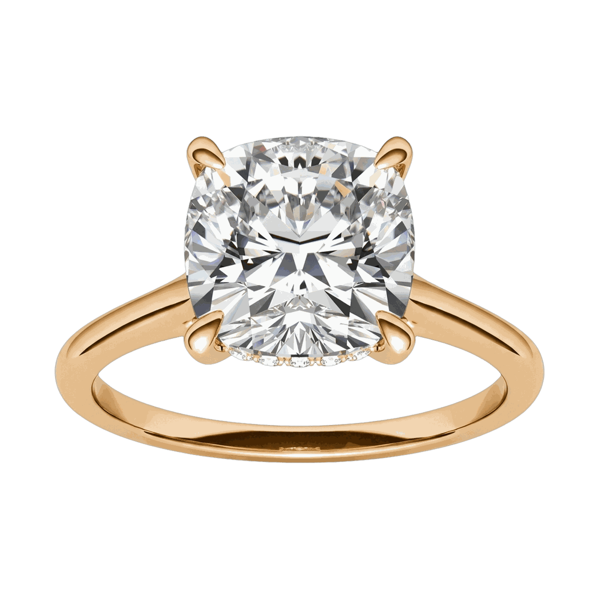 Cushion Cathedral Hidden Halo Lab-Grown Diamond Ring