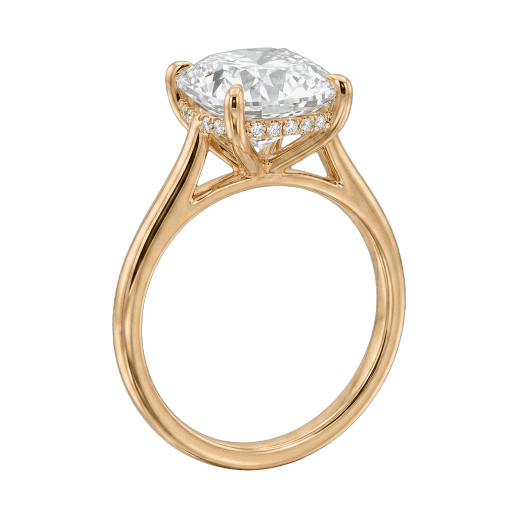 Cushion Cathedral Hidden Halo Lab-Grown Diamond Ring