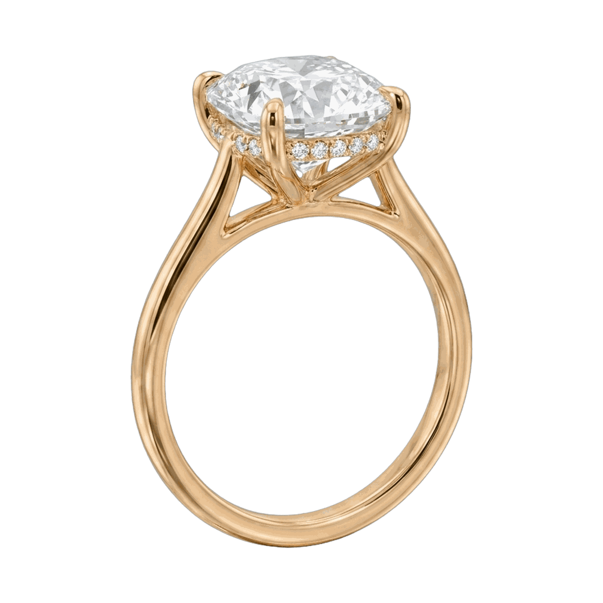 Cushion Cathedral Hidden Halo Lab-Grown Diamond Ring