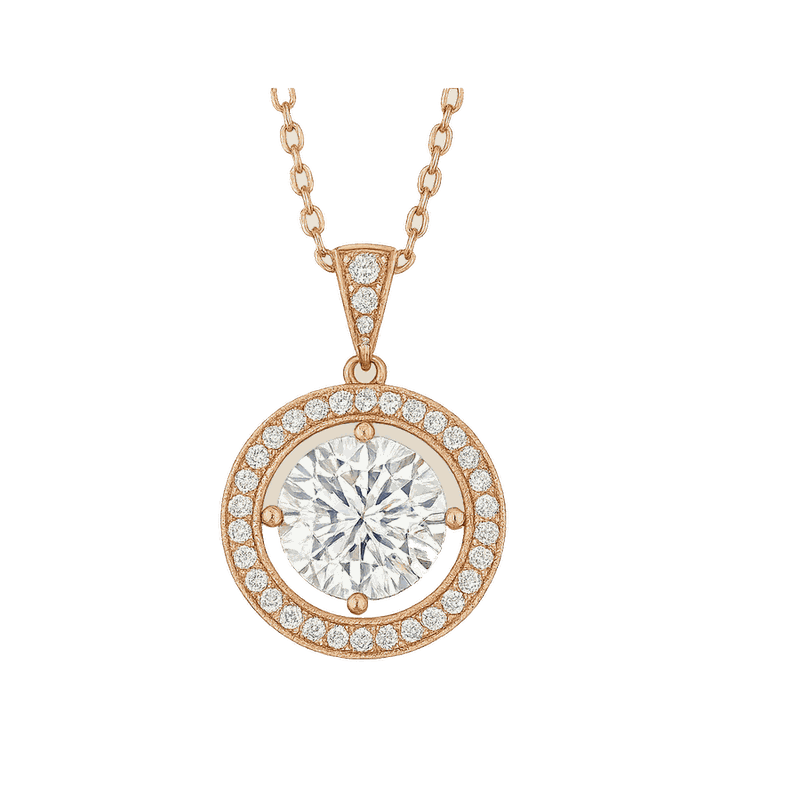 Halo Lab-Grown Diamond Pendant Necklace