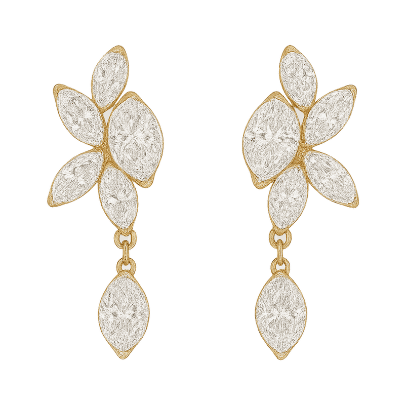 Starlight Marquise-Cut Lab-Grown Diamond Drop Earrings, Rhodium Plated