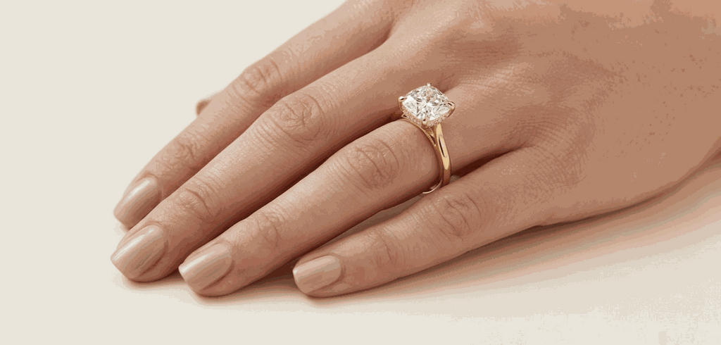 Cushion Cathedral Hidden Halo Lab-Grown Diamond Ring