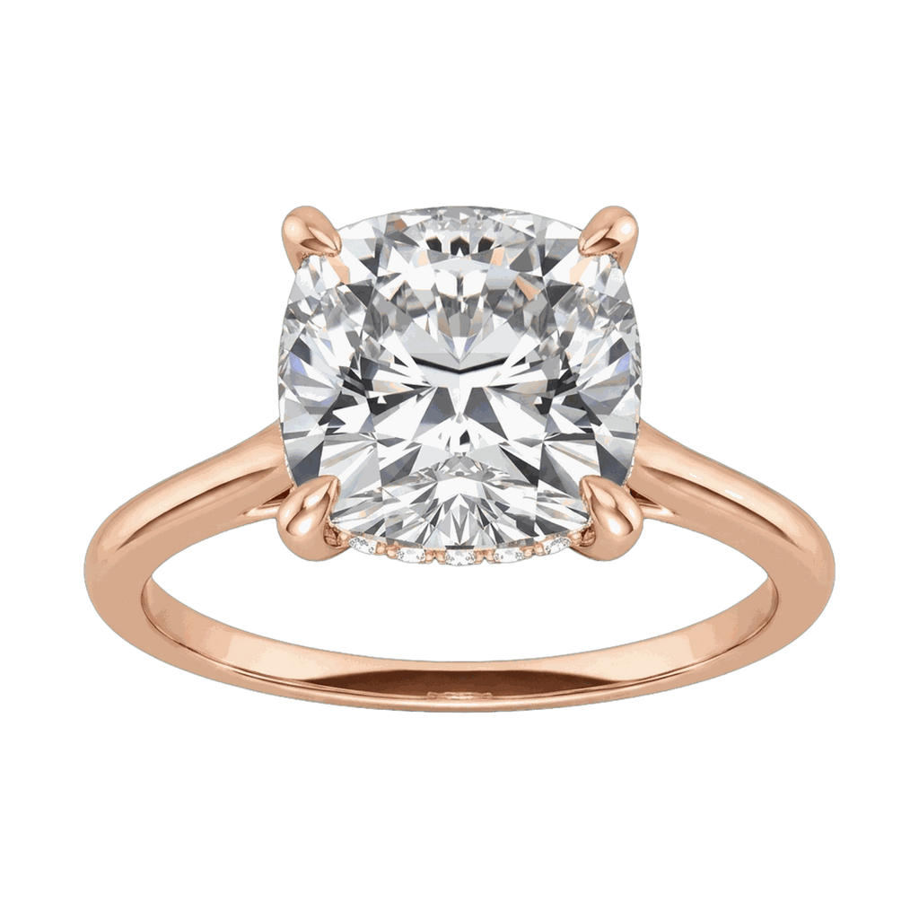 Cushion Cathedral Hidden Halo Lab-Grown Diamond Ring