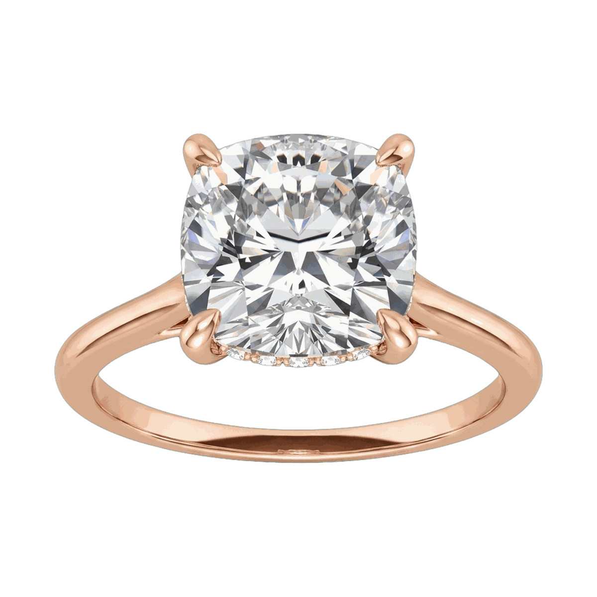 Cushion Cathedral Hidden Halo Lab-Grown Diamond Ring